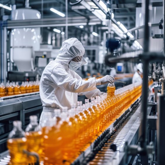 a person working in a bottling plant