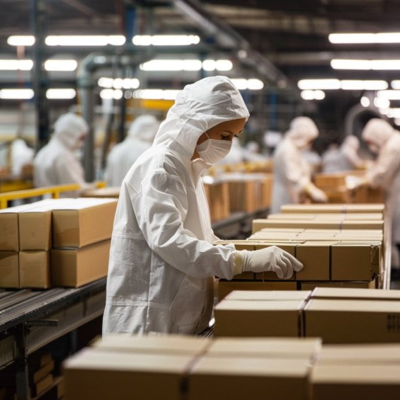 a woman working in a warehouse