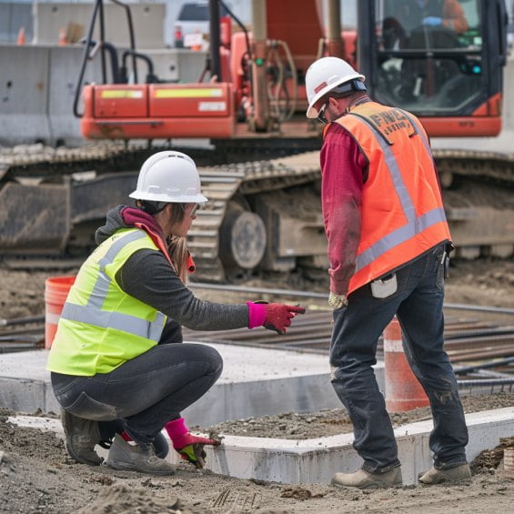 two persons on  a construction site