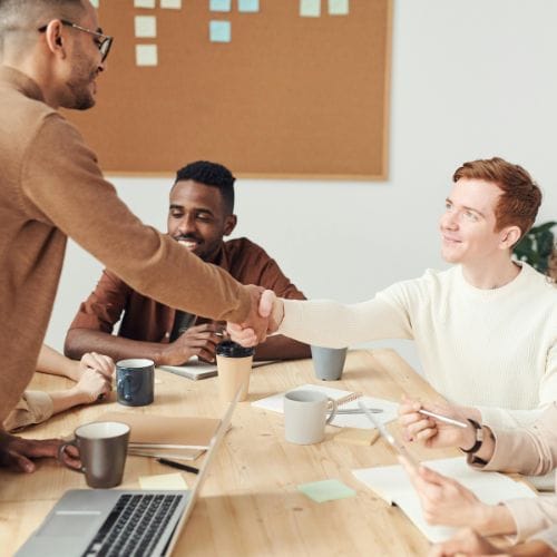 Shaking hands at a recruitment meeting